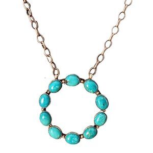 Sterling Dorothy Secatero Navajo Kingman Blue Turquoise Circle Necklace
